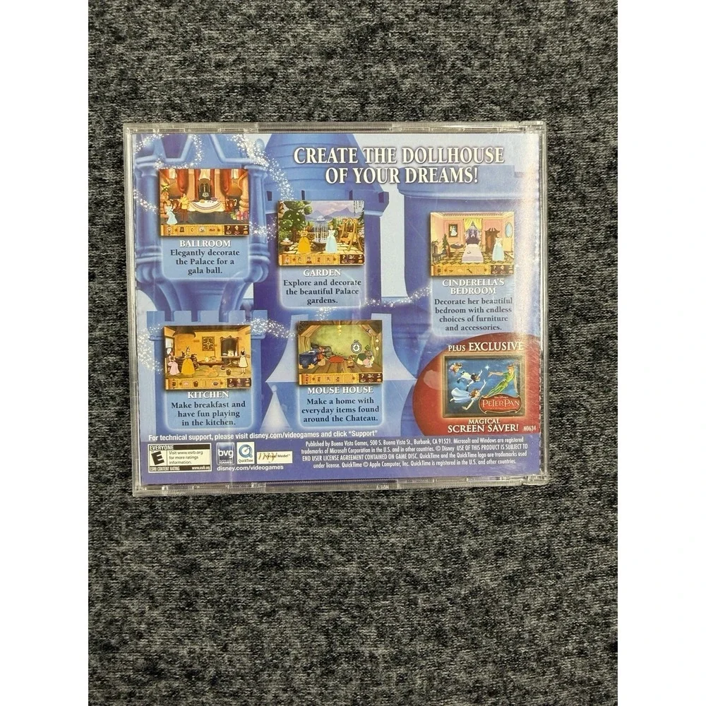 Cinderella's Dollhouse PC Game CD-ROM Lot w/ Peter Pan Screen Saver Vintage BVG